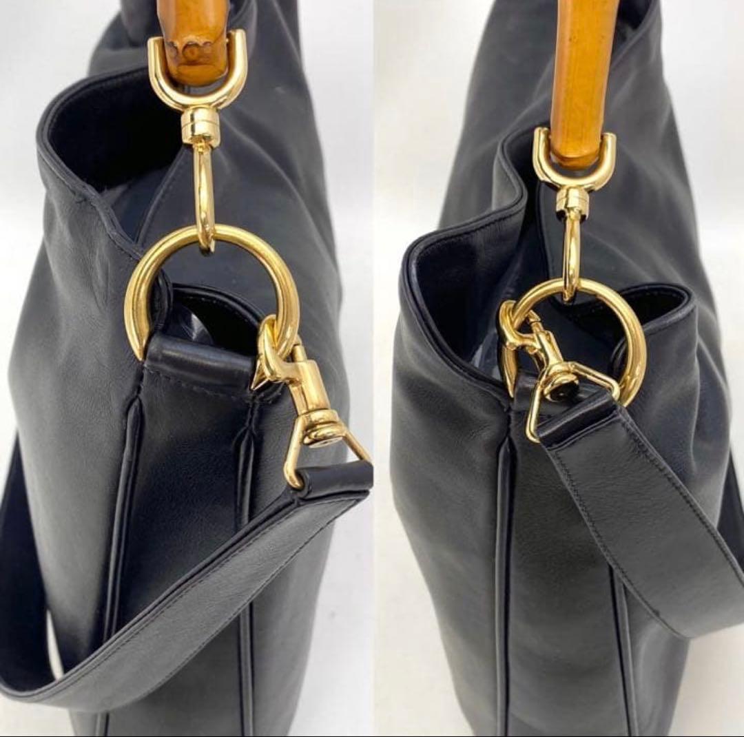 グッチ バンブー トート バッグ ショルダー 革 黒 EO584 gucci - メルカリ