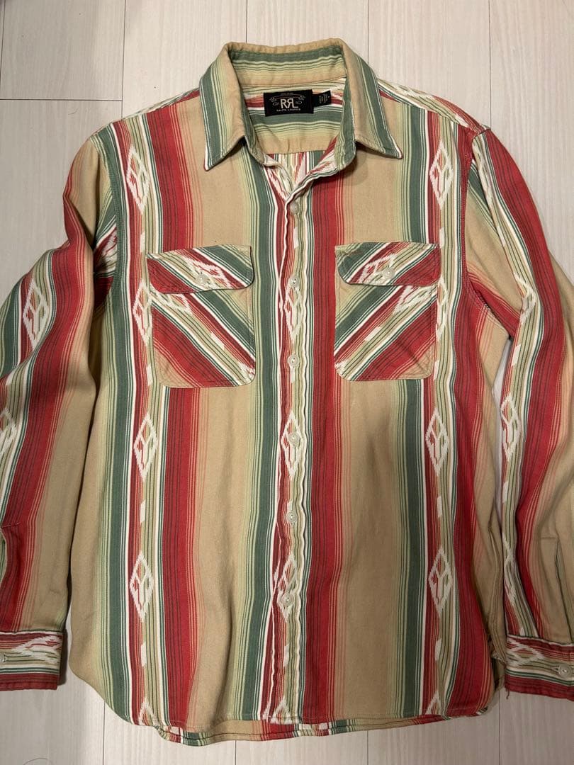 RRL ストライプデザイン長袖シャツ（ネイティブ柄）Mサイズ - メルカリ