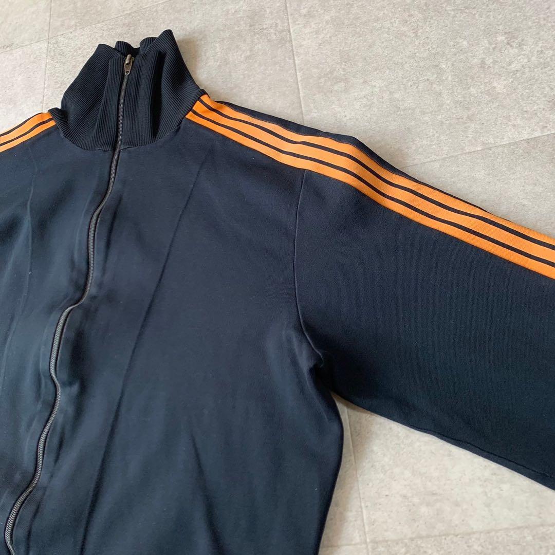 アディダス トラックジャケット 70s ジャージ 黒 オレンジ 4号