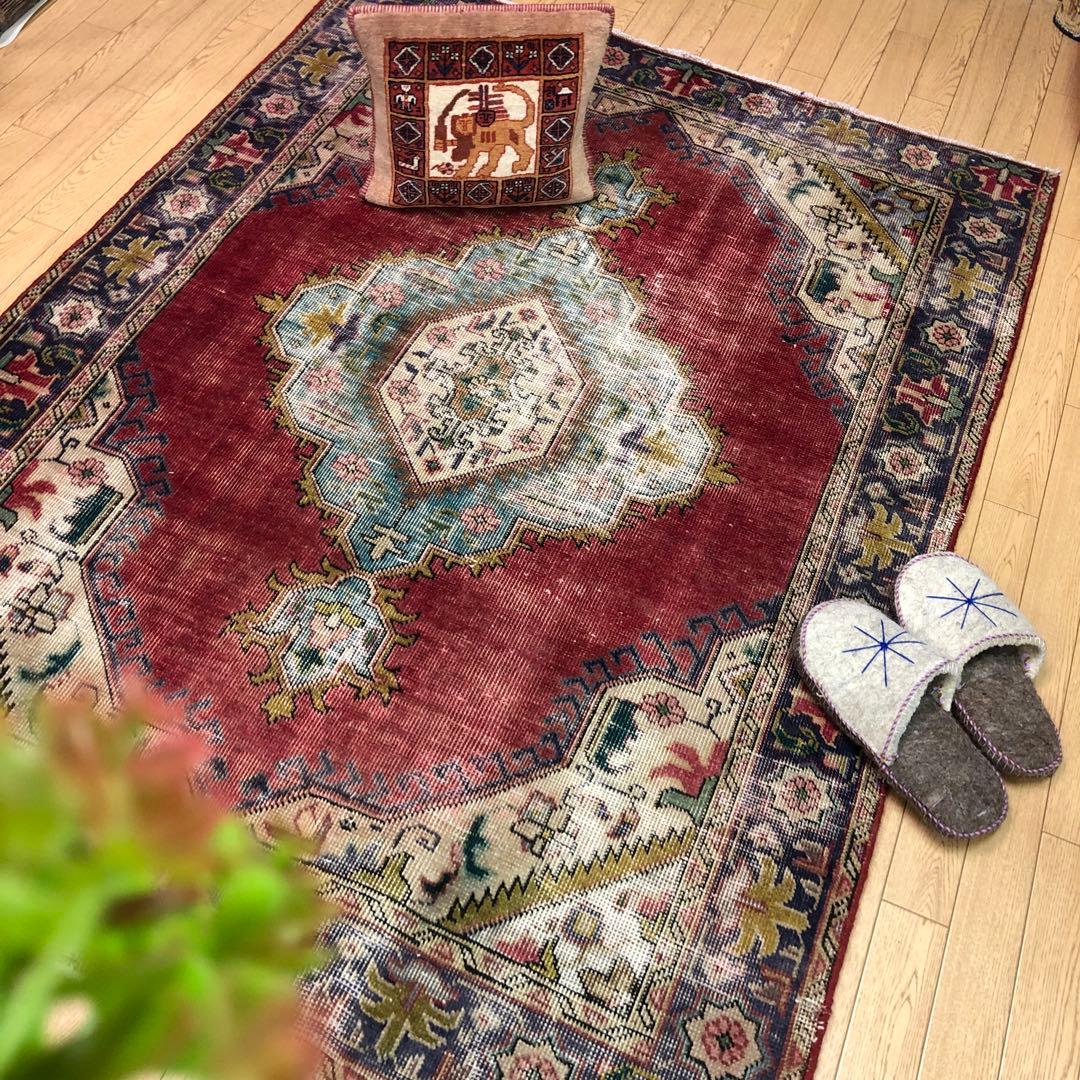 ペルシャ絨毯 ヴィンテージラグ 180×135cm 手織り オールドpersia