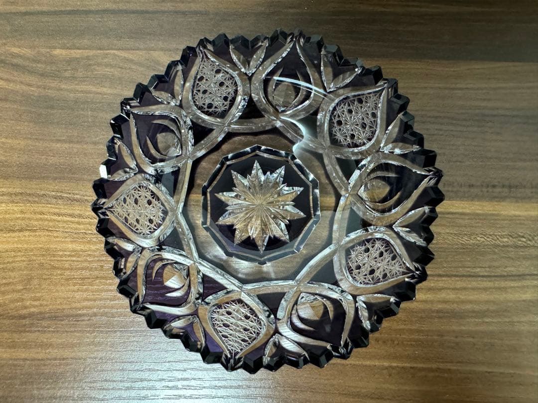 価格変更 江戸切子 硝子切子 黒川昭男作 被皿 - メルカリ