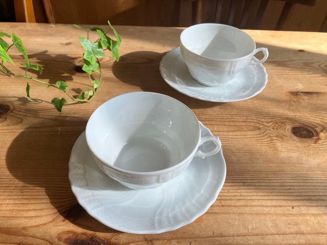ジノリ ベッキオホワイト ティーカップアンドソーサー×2 - メルカリ