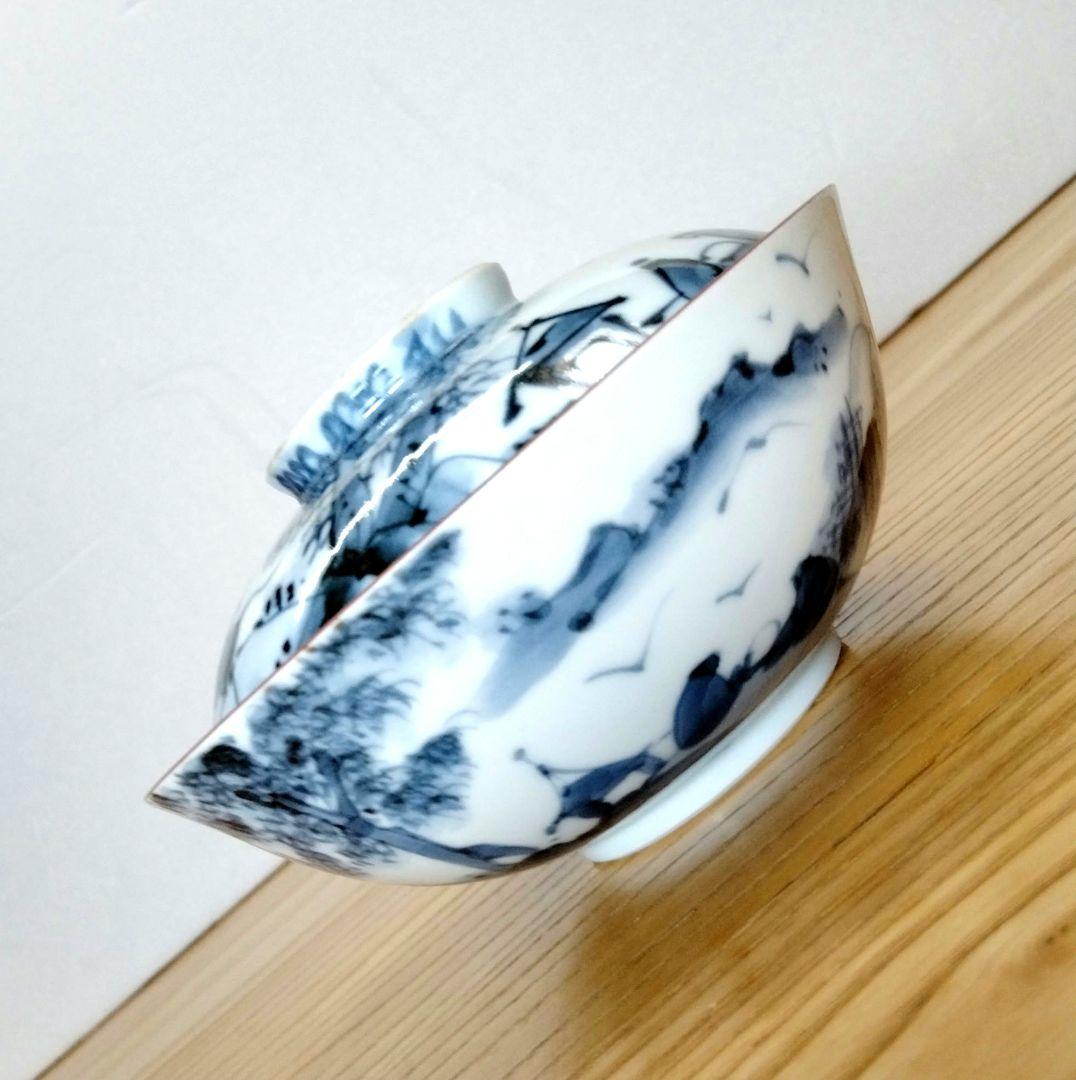 清水焼 京焼 大野瑞昭 染付山水飯茶碗