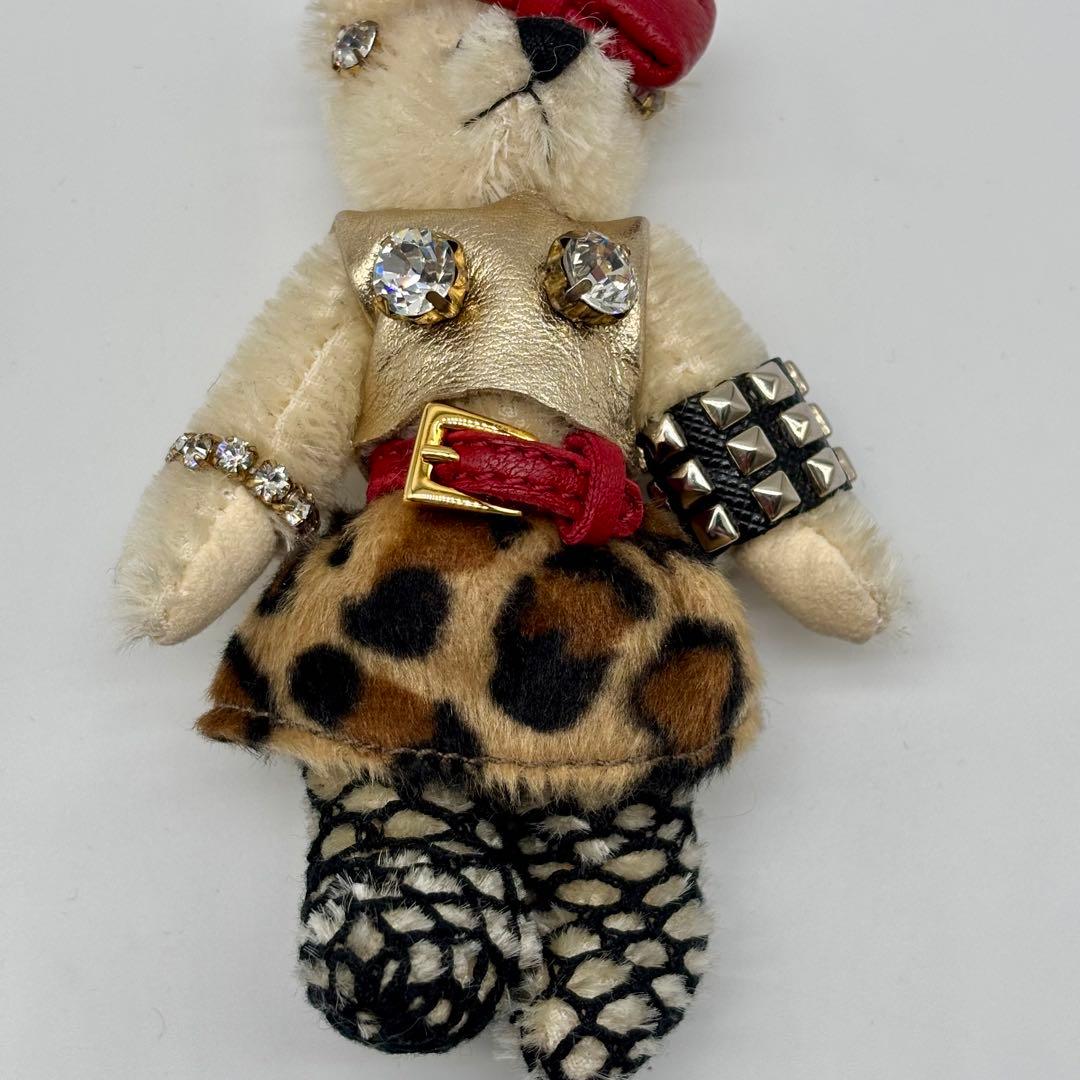 美品✨ プラダ テディベア キーホルダー レオパード スタッズ チャーム