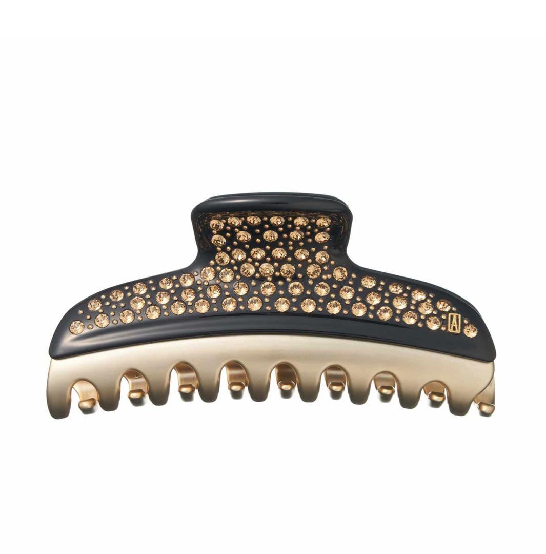 アレクサンドルドゥパリ ヘアクリップL ブラック フルラインストーンの