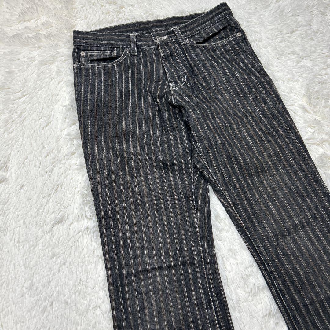 00s トルネードマート ストライプ フレア デニム ロング丈 Y2K ギャル