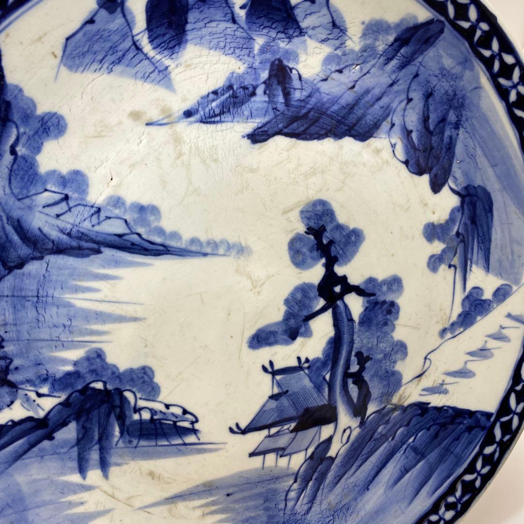 古伊万里 染錦 染付大皿4枚 美人画木箱付 タニコ 東