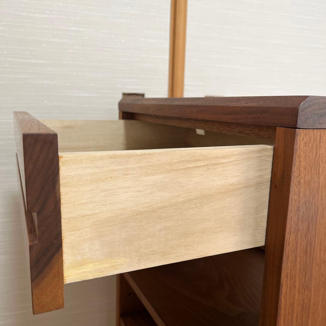 美品 天然木 葉山ガーデン 葉山家具 ウォールナット 電話台 本棚