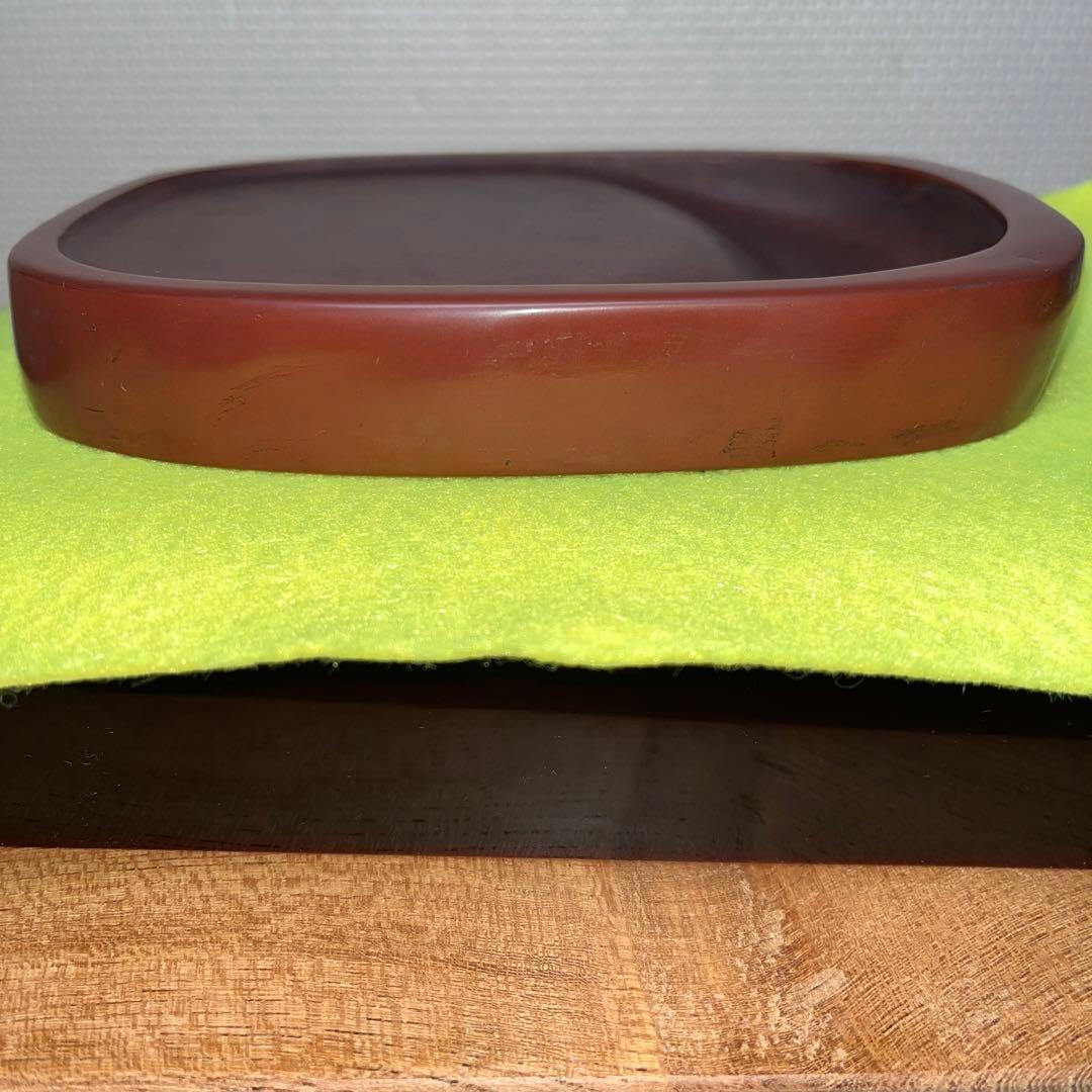 ⭕️岩手県 紫雲石硯 4代 佐藤鐡治 小判型硯 希少 姿が美しい 記念品