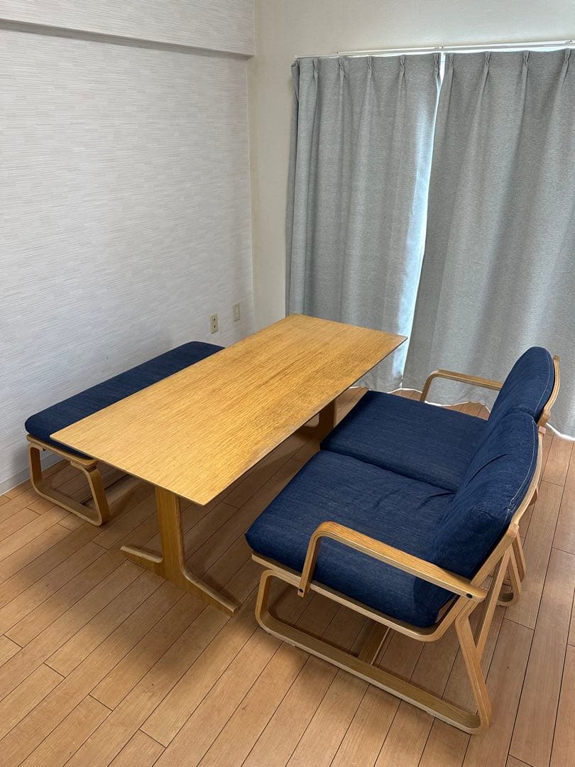 【引取り限定】無印ダイニングテーブル、チェアセット　９月２５日までに引き取り 無印良品 / muji オーク無垢材 ダイニングセット テーブル チェア2脚