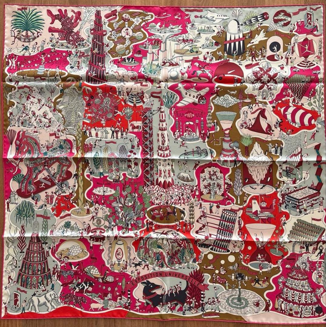 エルメス　カレ90 〈万国博覧会 〉 エルメス スカーフ カレ90 Exposition Universelle 万国博覧会 箱