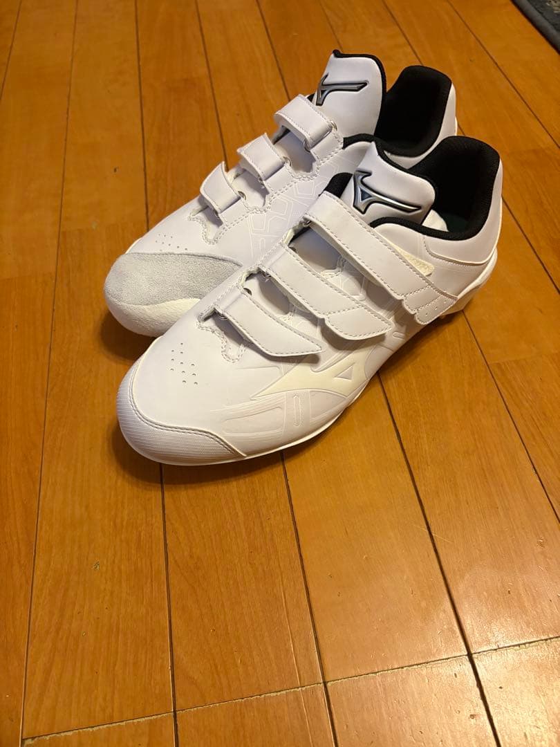 ホワイトスパイクシューズ ベルクロ式 ザナックス 交換無料 野球 スパイク 金具 大人 白 ベルト式 樹脂底