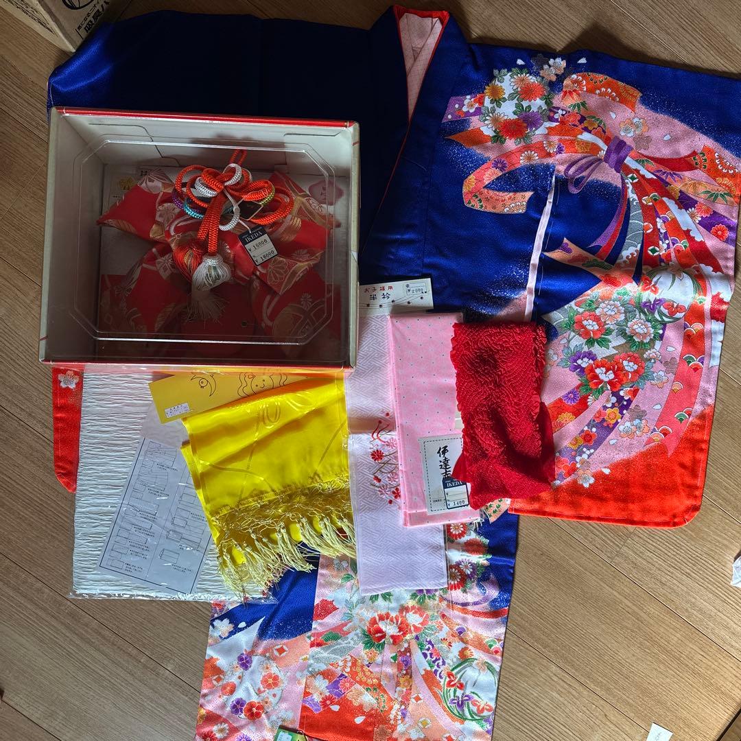 男の子用・3歳から5歳向け・表側正絹・お着物とお被覆のセット・巾着付き