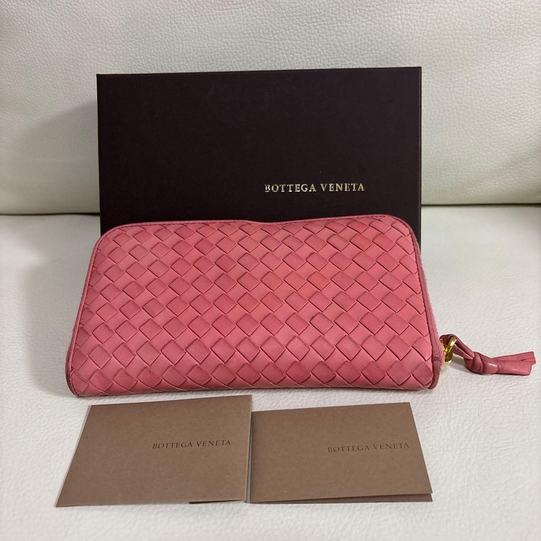 BOTTEGA VENETA ピンク イントレチャート 長財布 - メルカリ