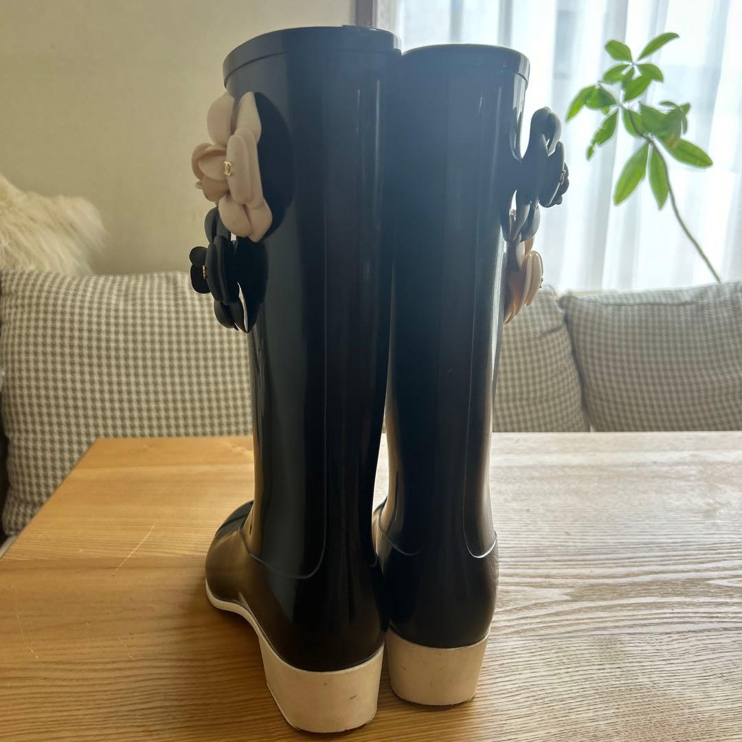 CHANEL カメリアレインブーツ長靴サイズ39(24.5〜25cm)