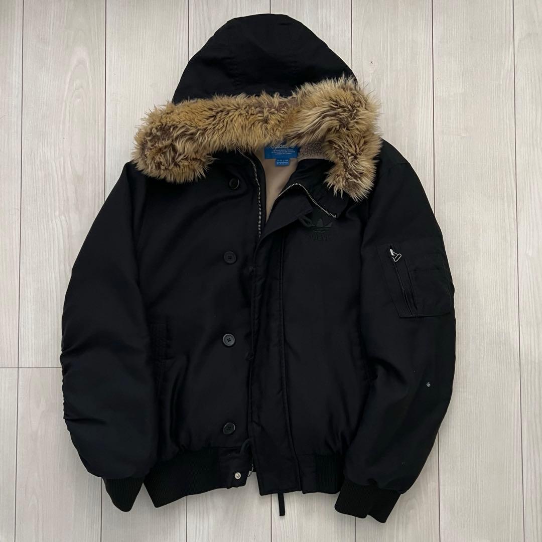 adidas ブラック MA-1ジャケット ファー付き - メルカリ