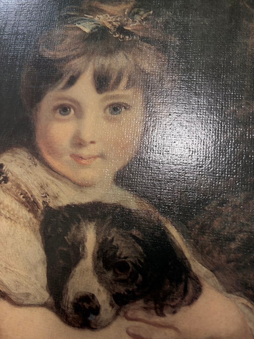 少女と犬の絵画のレプリカ（ポスター）