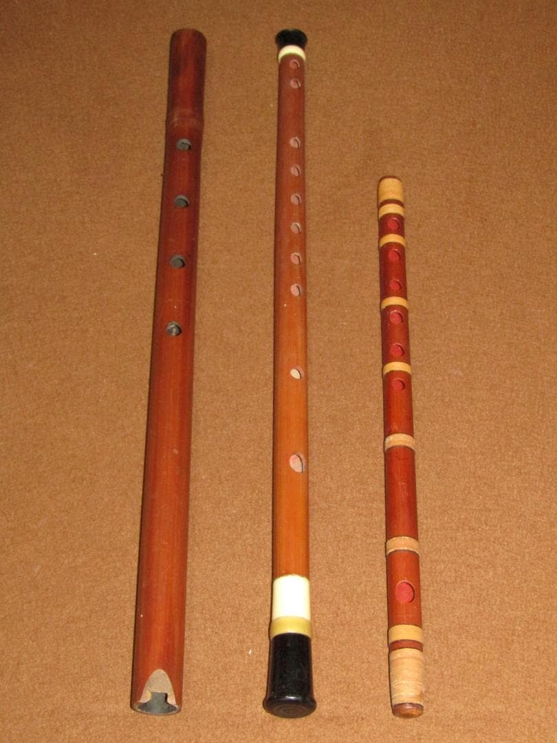 煤篠竹 篠笛 久保井朗童在銘 明笛・尺八 全三本】和楽器