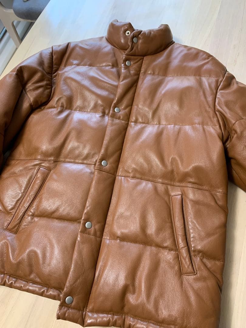 ALL THE WAY ダウンジャケット ラムレザー ALL THE WAY レザーダウンジャケット ラムレザー ブラウン XL相当