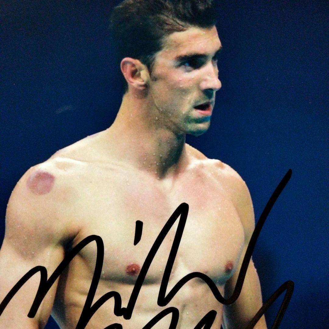 マイケル・フェルプス直筆サイン入り2Lサイズ写真…競泳オリンピック金