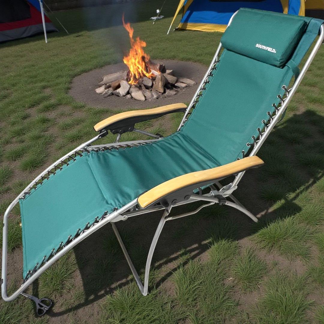 【良品】 アウトドアチェア　リクライニングチェア　キャンプSOUTH FIELD 良品】 アウトドアチェア リクライニングチェア キャンプSOUTH FIELD