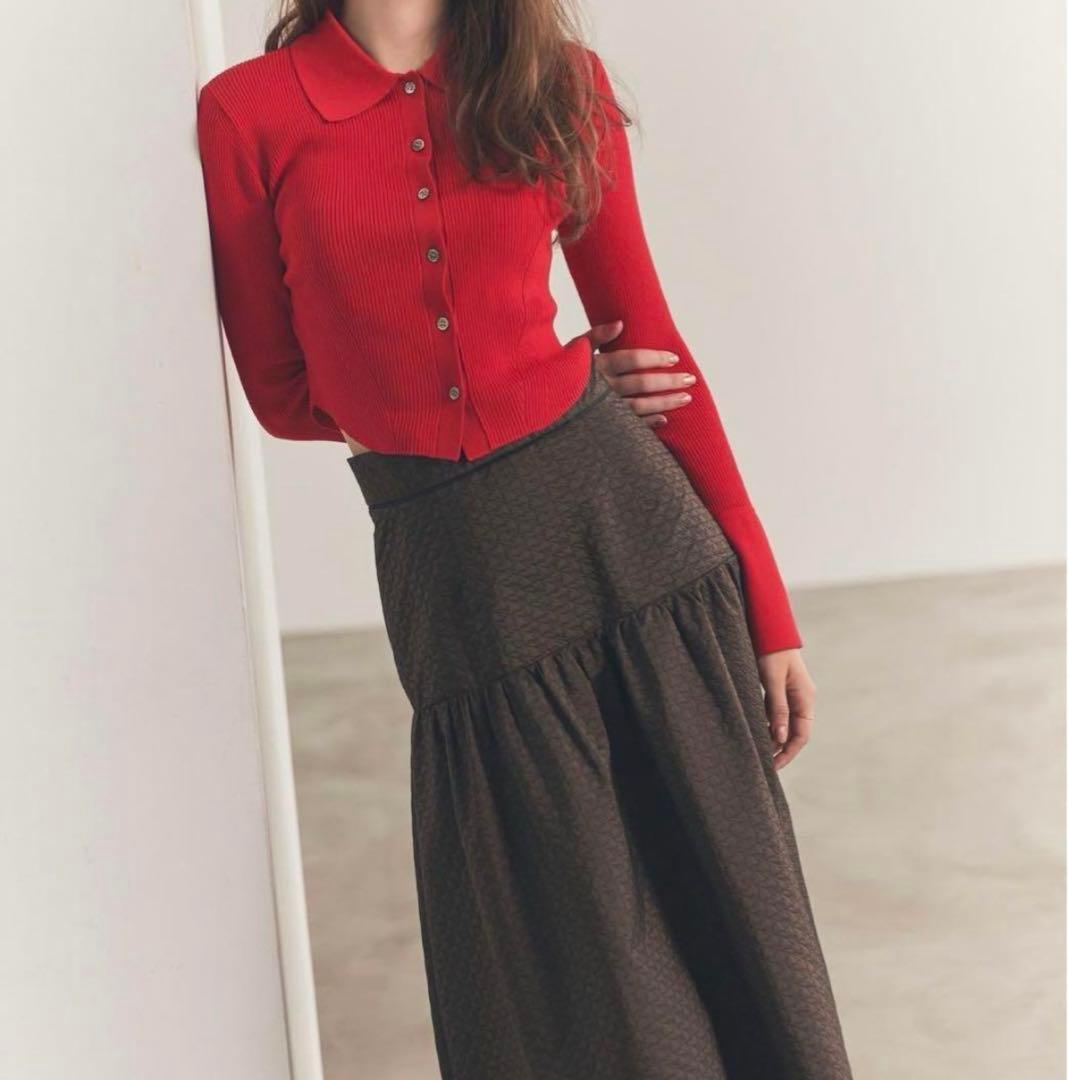 Aimeine 襟付きリブニットカーディガン andme（アンドミー） カーディガン 「新色追加」襟付きリブニット