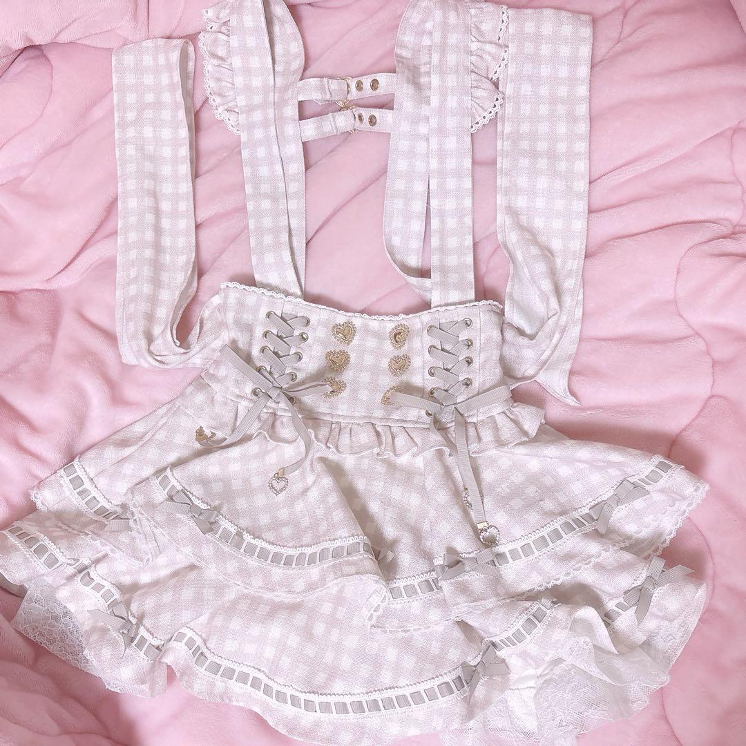 リズリサ はしごリボンギンガムティアードスカパン ピンク - メルカリ