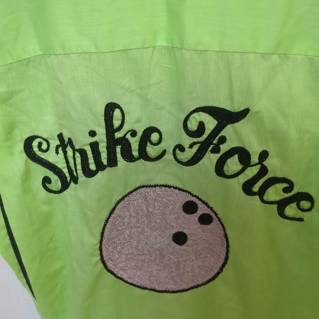 70s ボーリングシャツ USA製 青 チェーンステッチ XL開襟シャツ 70s