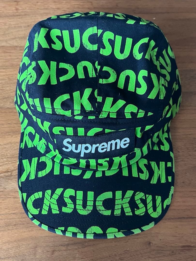 O*N様 Supreme キャップ 黒 蛍光緑 SUPREME シュプリーム 16AW Suck Camp Cap サック キャンプキャップ
