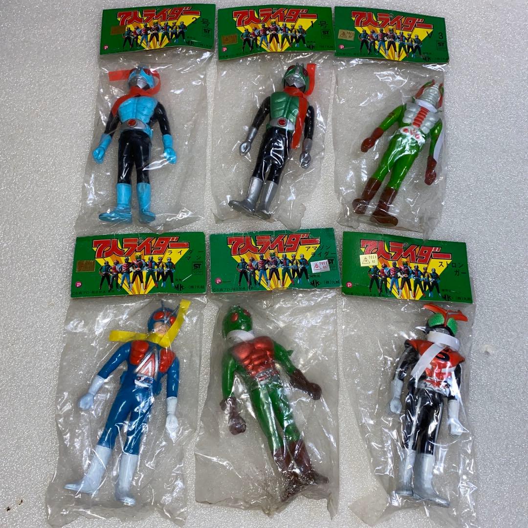 仮面ライダー　ソフビ　7人ライダー　ポピー　袋入り　　6種セット　当時物 仮面ライダー ソフビ 7人ライダー ポピー 袋入り 6種セット 当時物