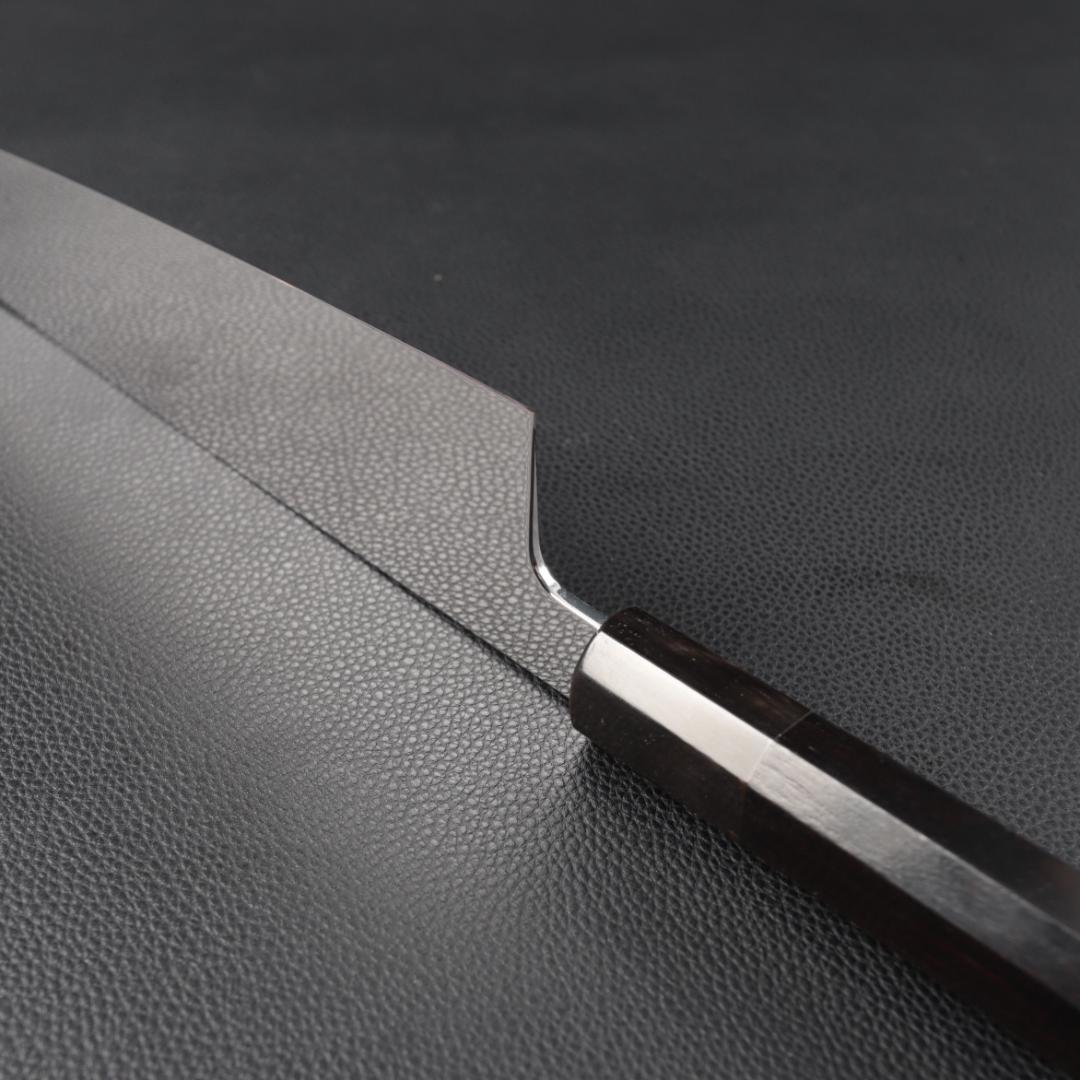 11038牛刀7寸家庭用 業務用 刺身包丁 鏡面仕上げ 両刃 黒檀黒水