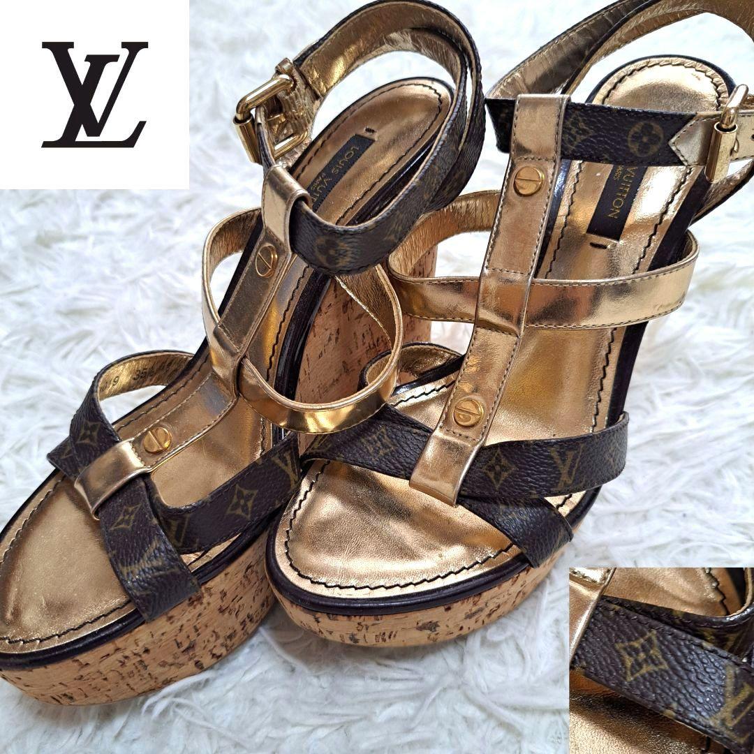 【LOUIS VUITTON】サンダル　モノグラム　ストラップ　ウェッジサンダル 楽天市場】【中古】【靴】LOUIS VUITTON ルイ ヴィトン モノグラム