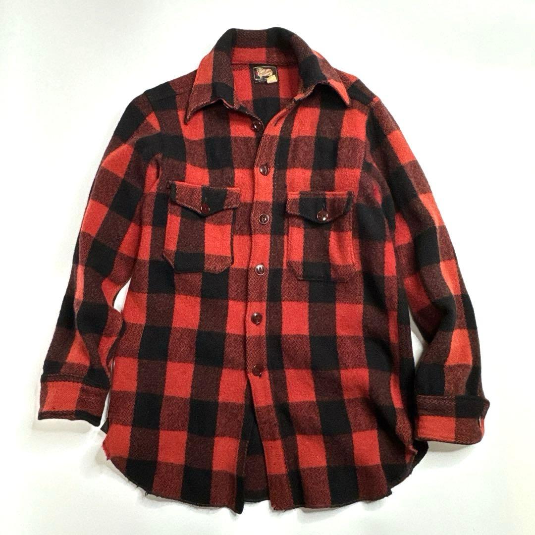 40s黒タグ希少】ウールリッチ バッファローチェック シャツ