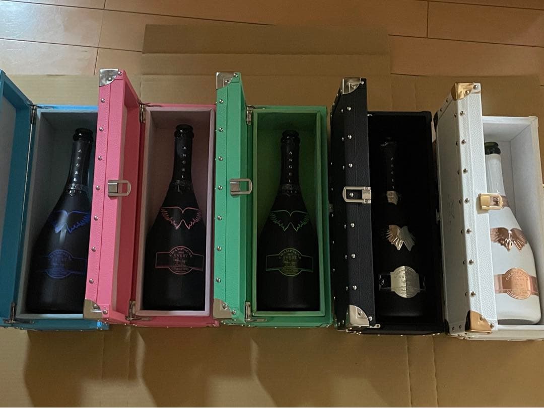 エンジェルシャンパン空瓶空箱5点セット