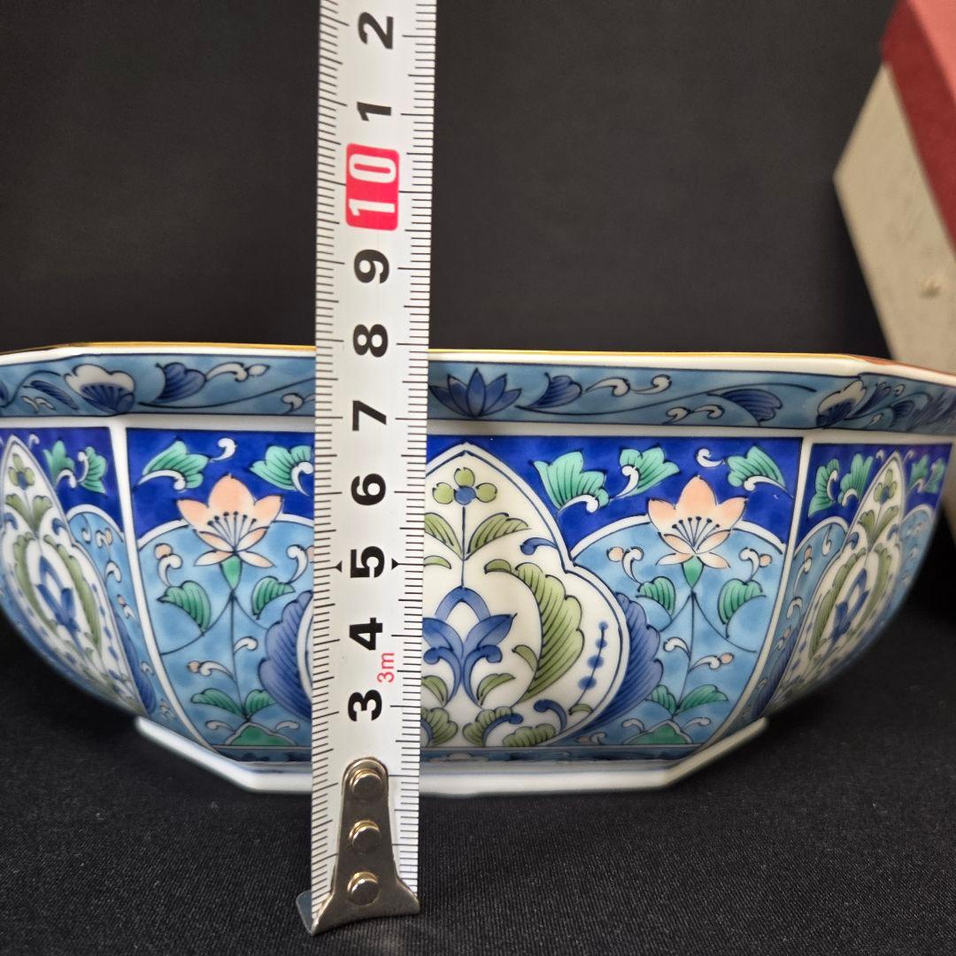 三洋陶器 龍峰窯 金彩七宝菓子鉢 八角鉢 八角皿 大皿 大鉢 金彩古