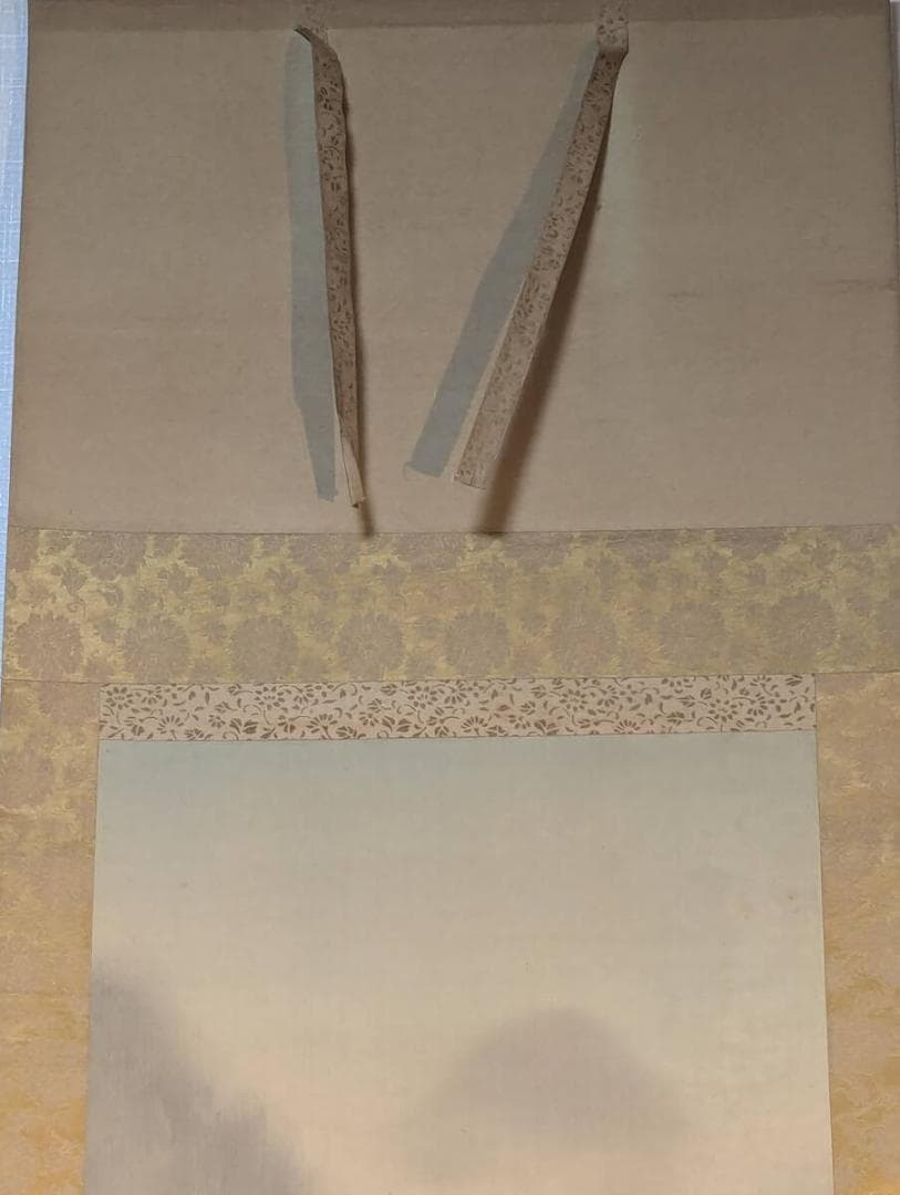 真作】掛軸 渓谷幽景図 霧に煙る山水画 山水に佇む静寂の情景 合箱入