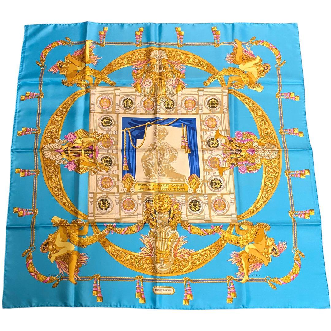 HERMES/エルメス カレ90 シャルルガルニエへの賛辞 スカーフ b_079