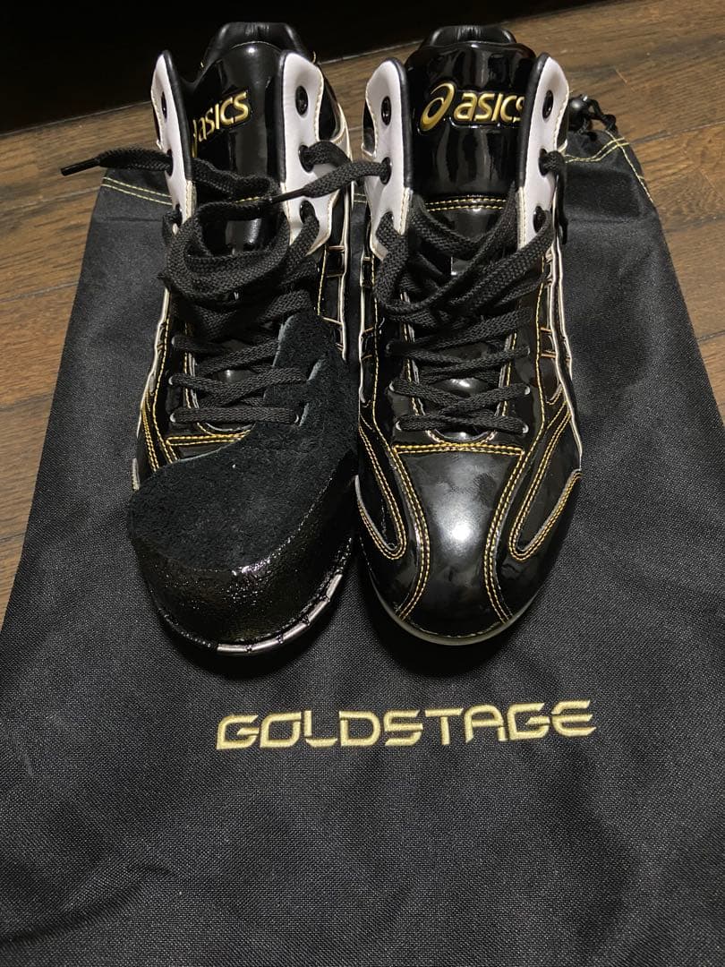 新品未使用 アシックス 野球スパイク（右足P皮底部釘打ちアッパー縫いコバ金） 野球 スパイク アシックス 【右足専用/アッパー縫い加工込み/代引