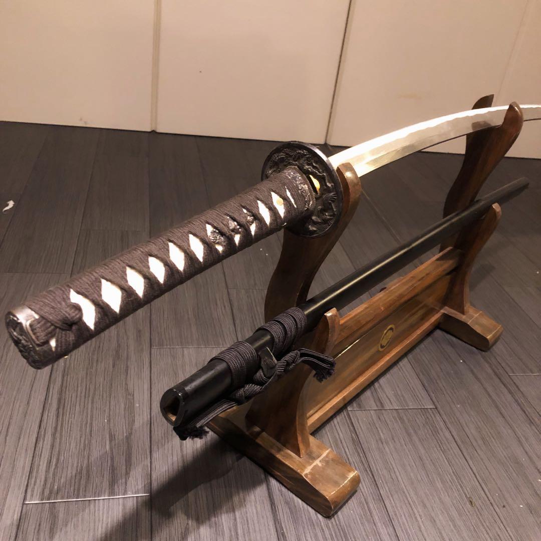 高級模造刀 居合刀 優波紋 黒拵え 太刀