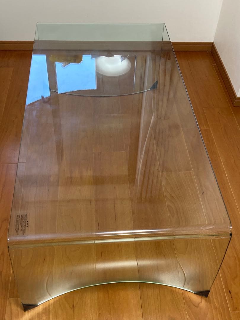 訳あり/キズ3点】Francfranc廃盤品☆ガラス製ロー テーブル120cm