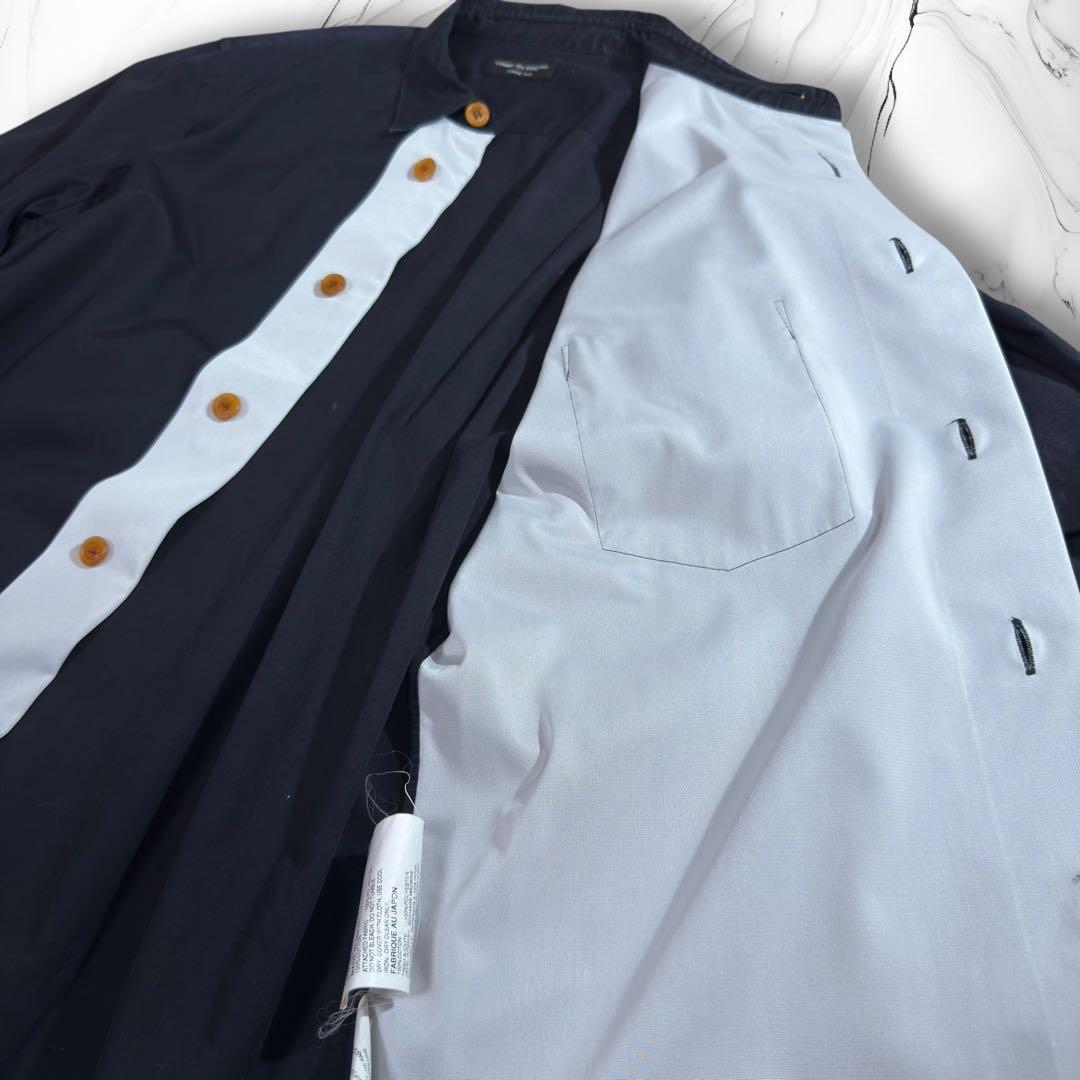 《02AW》コムデギャルソンオムプリュス 四つの黒期 飴色ボタンシャツ 紺