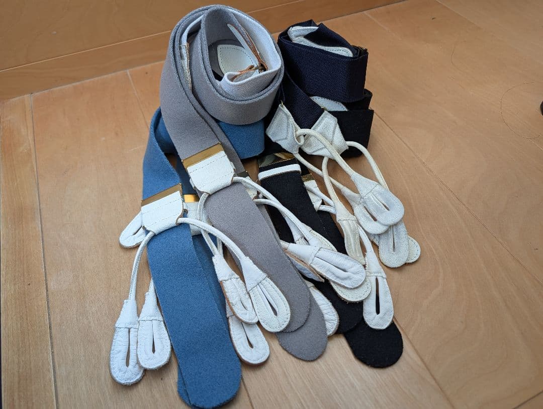 Albert Thurston サスペンダー 4本セット／ボタン留め用 革エンド