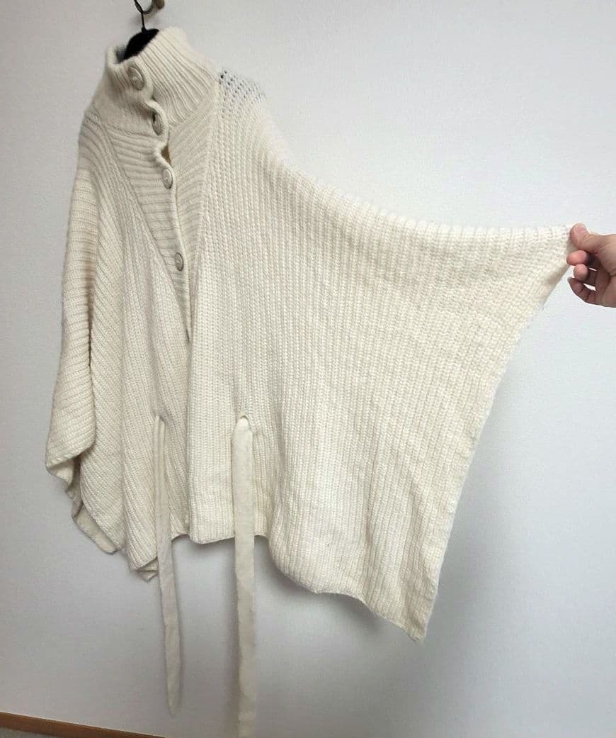 STELLAPARDO ポンチョ フリーサイズ ニット ケープ ロングコート 白