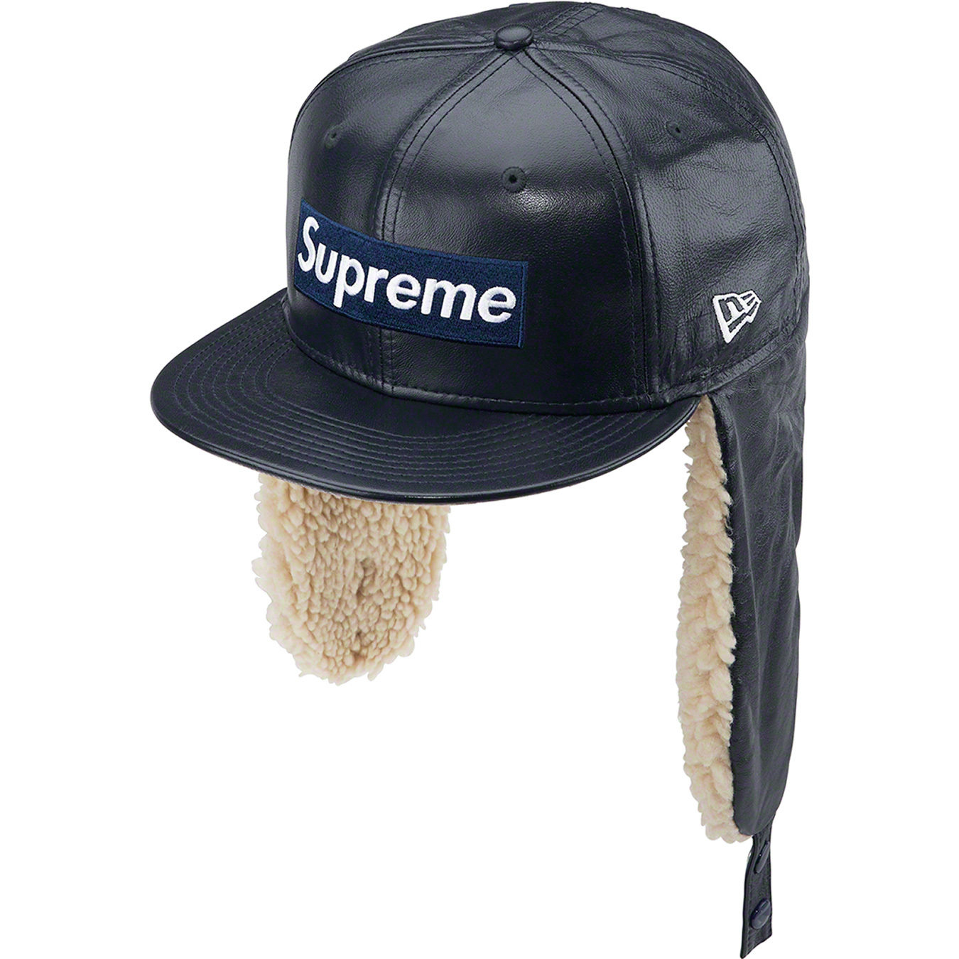 Leather Earflap Box Logo New Era® | Supreme 22fw