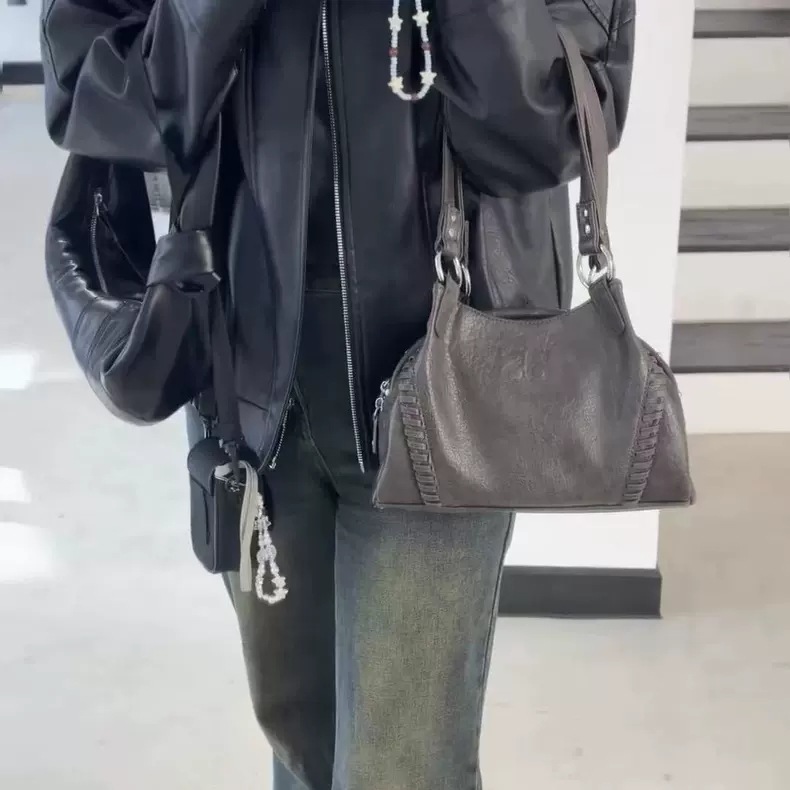 Ason Wanderer Bag Korea 25FW Leather Mini Motorcycle Shoulder Bag