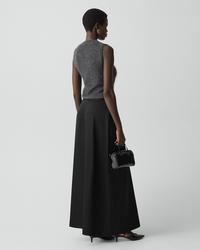 Black A-Line Maxi Skirt in Satin | Women's Satin Skirt | Theory