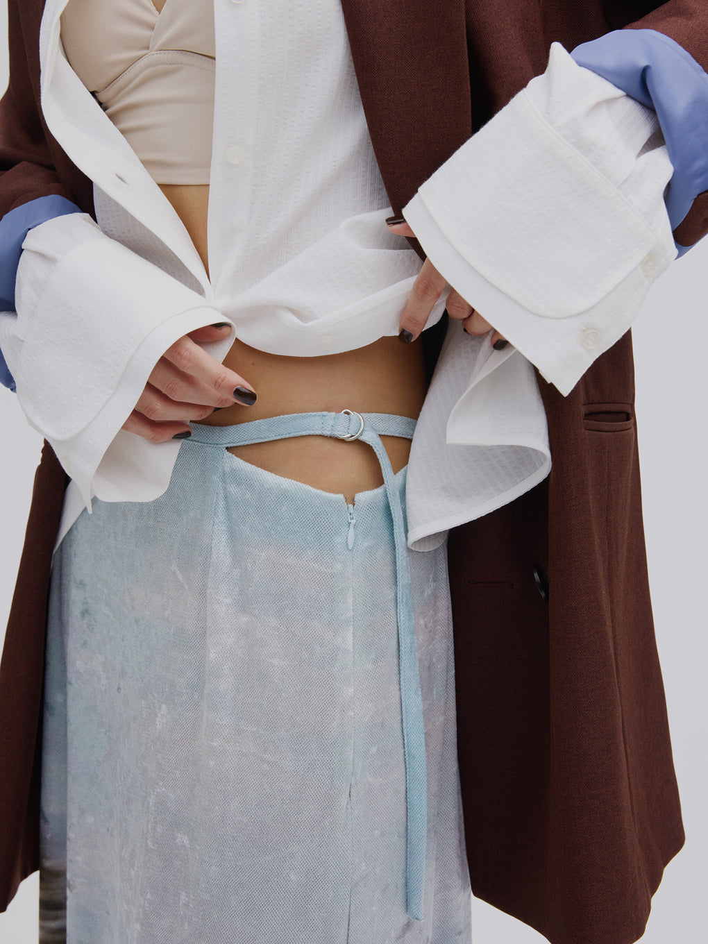 UND LANDSCAPE PRINT WAIST SLIT SKIRT