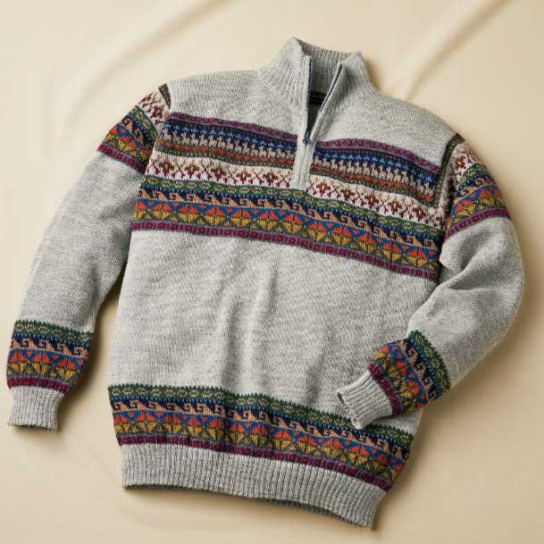 アルパカ100％ ハーフジップアップ スタンドカラーセーター