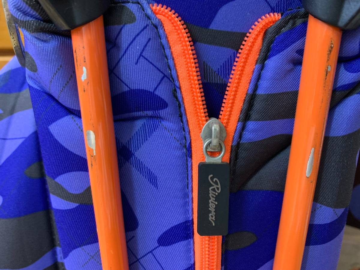 Riviera 迷彩キャディバッグ 青・オレンジ【中古】 Riviera 迷彩