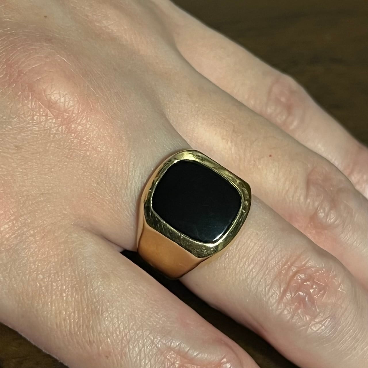 VINTAGE TIFFANY & CO. 14K Gold Black Onyx Square Signet Ring
